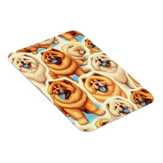 Retro Chow-Chow Nahtloses Muster Magnet (Rechte Seite)