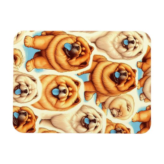 Retro Chow-Chow Nahtloses Muster Magnet (Horizontal)