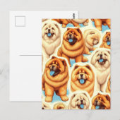 Retro Chow-Chow Nahtloses Muster Postkarte (Vorne/Hinten)