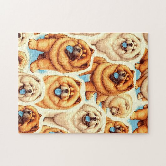 Retro Chow-Chow Nahtloses Muster Puzzle (Horizontal)