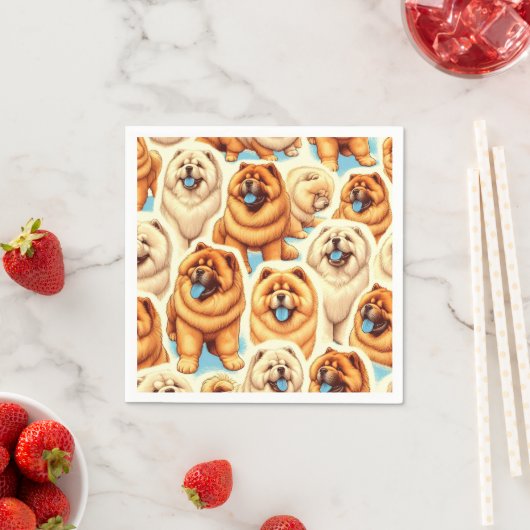 Retro Chow-Chow Nahtloses Muster Serviette (Beispiel)