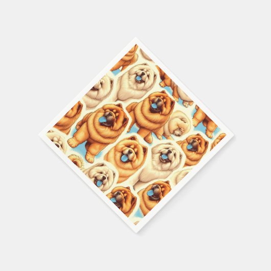 Retro Chow-Chow Nahtloses Muster Serviette (Ecke)