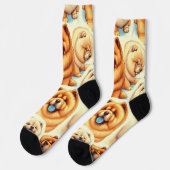 Retro Chow-Chow Nahtloses Muster Socken (Linkes Detail)