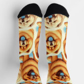 Retro Chow-Chow Nahtloses Muster Socken (Oben)