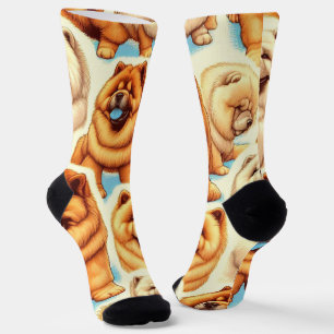 Retro Chow-Chow Nahtloses Muster Socken