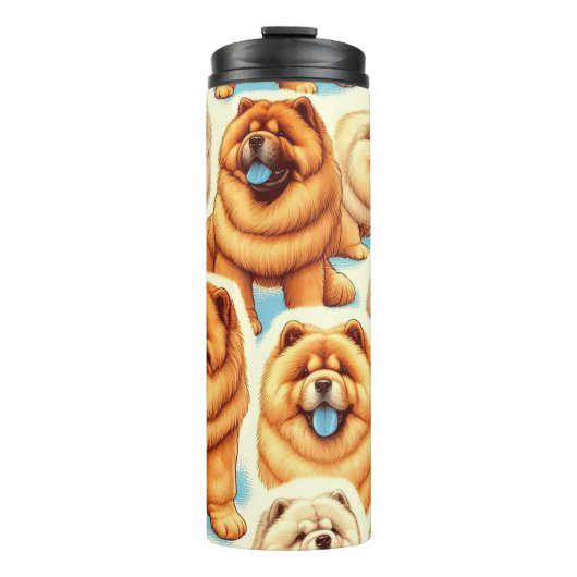 Retro Chow-Chow Nahtloses Muster Thermosbecher (Vorderseite)