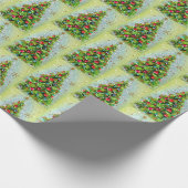 Retro-Christbaum grün & rot Geschenkpapier (Ecke)