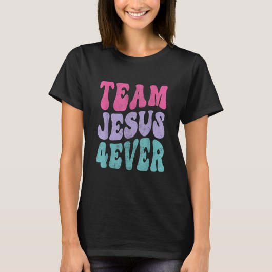 Retro Christianity Faith Christ Lord Savior 4ever T-Shirt (Vorderseite)