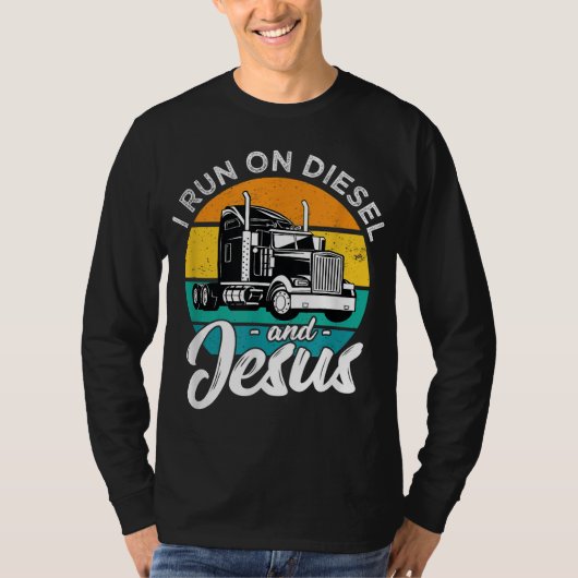 Retro-Christlicher LKW-Fahrer, den ich mit Diesel T-Shirt (Vorderseite)