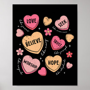 Retro christliches Valentins Konfekt Herz Jesu Val Poster