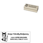 Retro Christmas 1950er-Jahre Mann Name und Rücksen Gummistempel (Stempel)