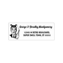Retro Christmas 1950er-Jahre Mann Name und Rücksen Gummistempel