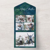 Retro Christmas 5 Foto Grußkarte All In One Einladung (Innen Boden)