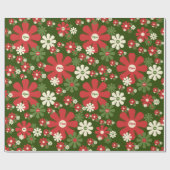 Retro Christmas 60er 70er Floral Pattern für Mama Geschenkpapier (Flach)