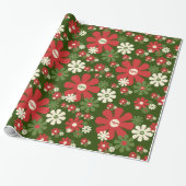 Retro Christmas 60er 70er Floral Pattern für Mama Geschenkpapier (Ungerollt)