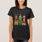 Retro Christmas Afghan Hound Santa Reindeer Dog Lo T-Shirt (Vorderseite)