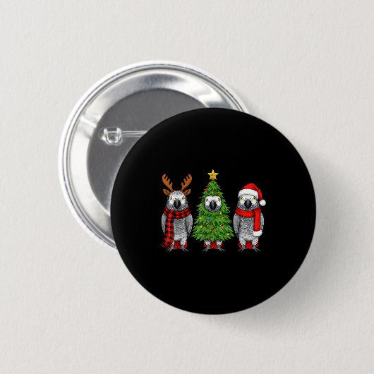 Retro Christmas African G Parrot Bird Santa Reinde Button (Vorne & Hinten)