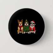 Retro Christmas American Bully Santa Reindeer Dog Button (Vorderseite)