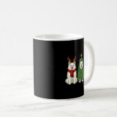Retro Christmas American Eskimo Dog Santa Reindeer Kaffeetasse (VorderseiteRechts)