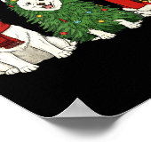 Retro Christmas American Eskimo Dog Santa Reindeer Poster (Ecke)