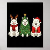 Retro Christmas American Eskimo Dog Santa Reindeer Poster (Vorne)
