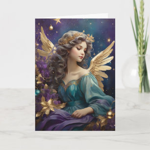 Retro Christmas Angel Art Custom Message Karte