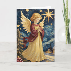 Retro Christmas Angel Art Fügen Sie Ihre eigene Bo Feiertagskarte