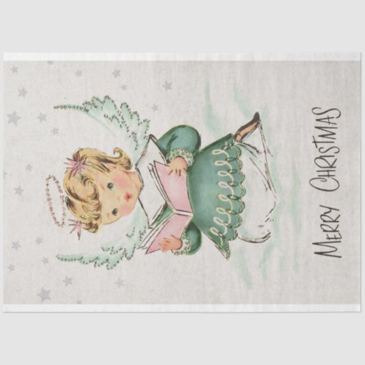 Retro Christmas Angel Decoupage Seidenpapier (Vorderseite)