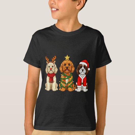 Retro Christmas Ao Santa Reindeer Dog Lover T-Shirt (Vorderseite)