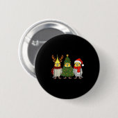 Retro Christmas Atiel Parrot Santa Reindeer Button (Vorne & Hinten)