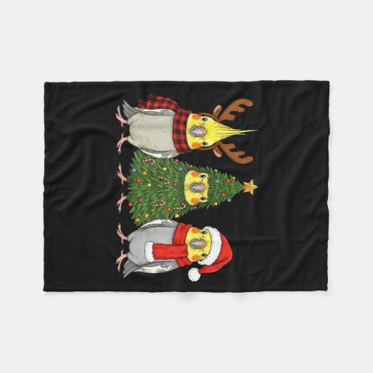 Retro Christmas Atiel Parrot Santa Reindeer  Fleecedecke (Vorderseite (Horizontal))