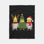 Retro Christmas Atiel Parrot Santa Reindeer  Fleecedecke (Vorderseite)