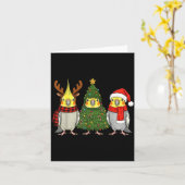 Retro Christmas Atiel Parrot Santa Reindeer  Karte (Gelbe Blume)