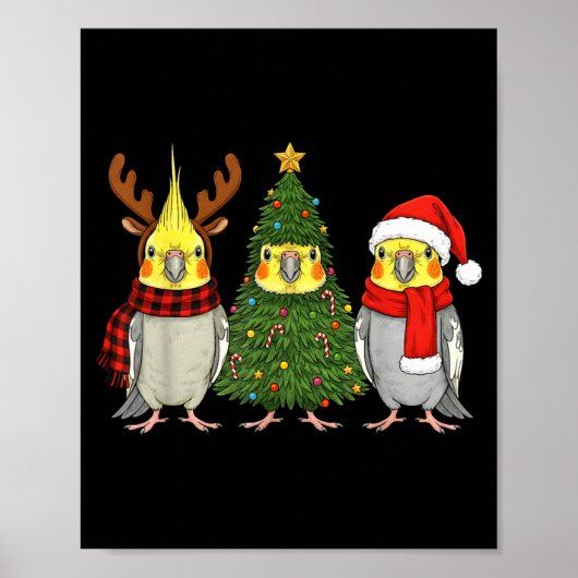 Retro Christmas Atiel Parrot Santa Reindeer Poster (Vorne)