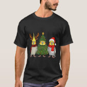 Retro Christmas Atiel Parrot Santa Reindeer T-Shirt (Vorderseite)