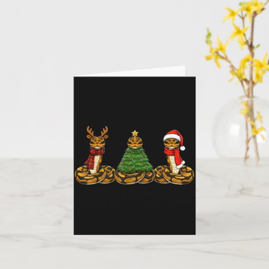 Retro Christmas Ball Python Snake Santa Reindeer Karte (Gelbe Blume)