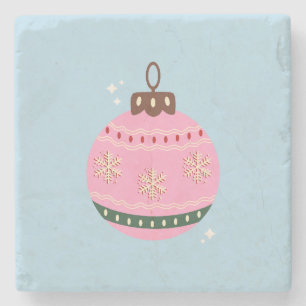 Retro Christmas Bauble Pink Blue Preppy Holiday Steinuntersetzer