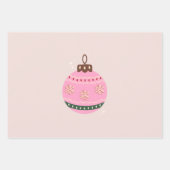 Retro Christmas Bauble Pink Holiday Geschenkpapier Set (Vorderseite 2)