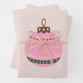 Retro Christmas Bauble Pink Holiday Geschenkpapier Set (Beispiel)