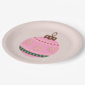 Retro Christmas Bauble Pink Holiday Pappteller (Schrägansicht)