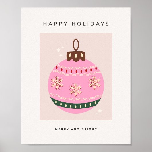 Retro Christmas Bauble Pink Holiday Poster (Vorne)