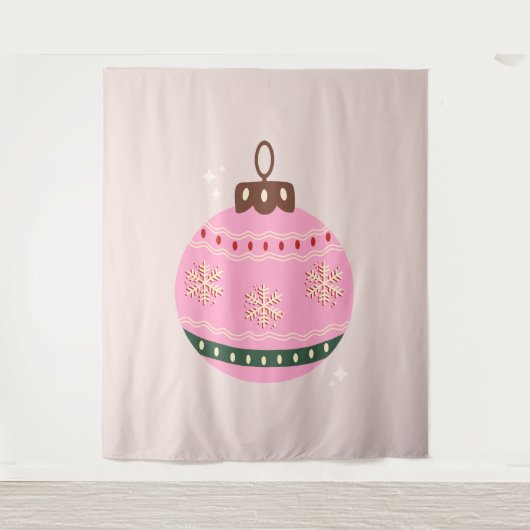 Retro Christmas Bauble Pink Holiday Wandteppich (Vorderseite)
