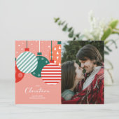 Retro Christmas Baubles - Klassischer Feiertagskar Feiertagskarte (Stehend Vorderseite)