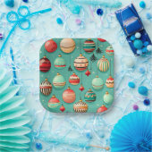 Retro Christmas Baubles Klein Pappteller (Party)