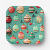 Retro Christmas Baubles Klein Pappteller (Vorderseite)