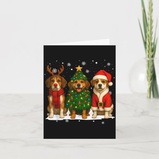 Retro Christmas Beagle Santa Reindeer Dog Lover  Karte (Vorderseite)