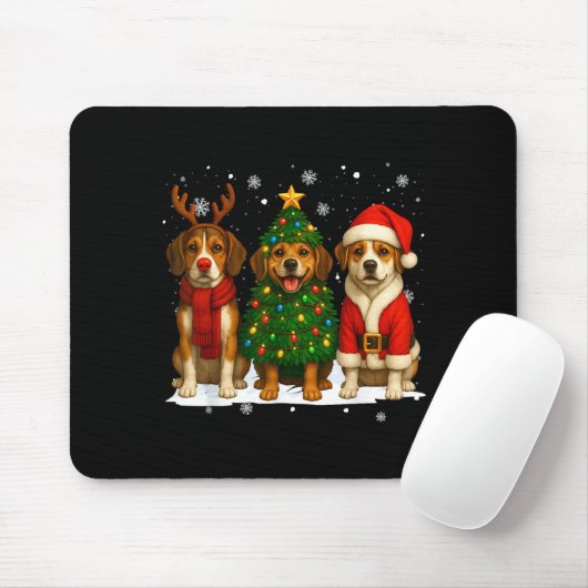 Retro Christmas Beagle Santa Reindeer Dog Lover Mousepad (Mit Mouse)