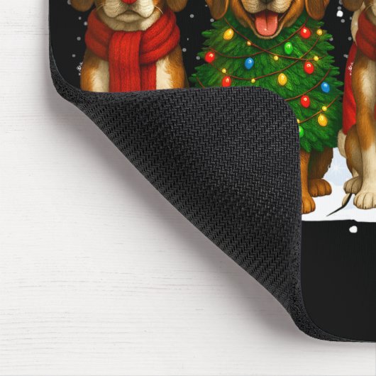 Retro Christmas Beagle Santa Reindeer Dog Lover Mousepad (Ecke)