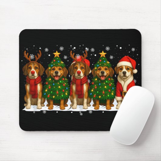 Retro Christmas Beagle Santa Reindeer Dog Lover Mousepad (Mit Mouse)