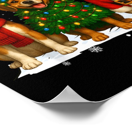 Retro Christmas Beagle Santa Reindeer Dog Lover Poster (Ecke)